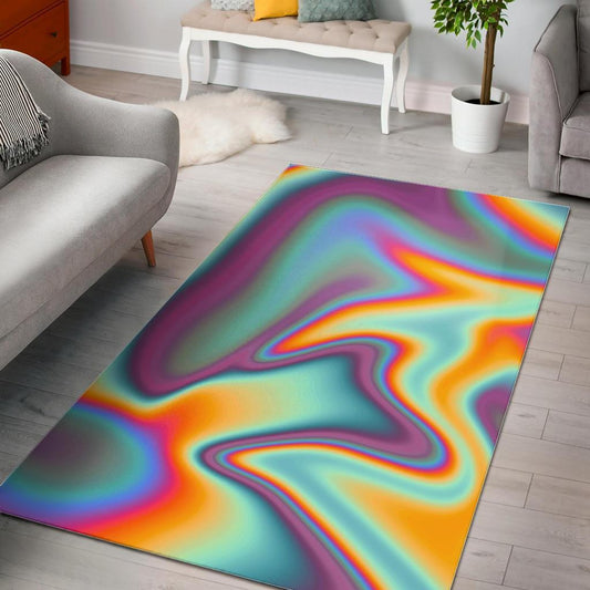Liquid Holographic Trippy Print Area Rug