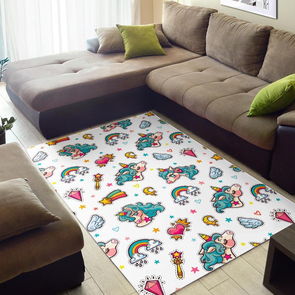 Little Girly Unicorn Pattern Print Area Rug