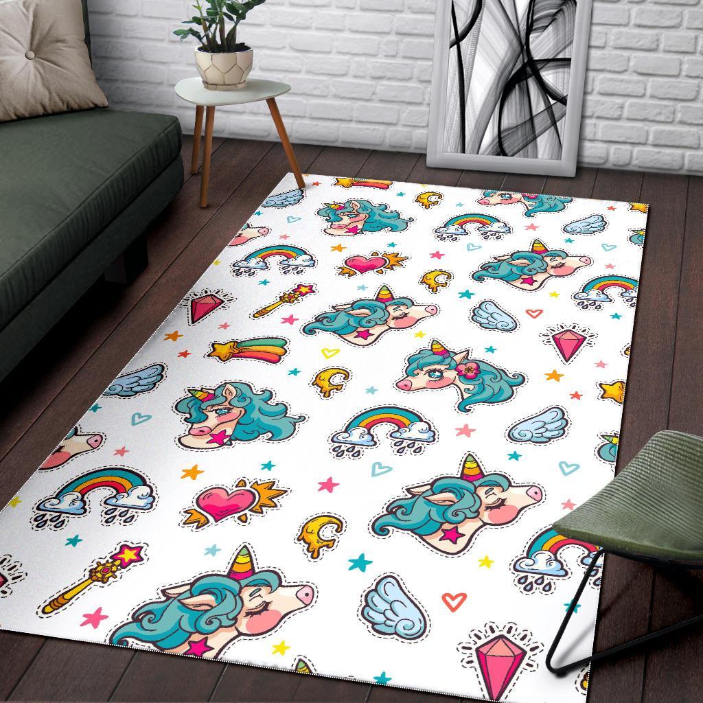 Little Girly Unicorn Pattern Print Area Rug