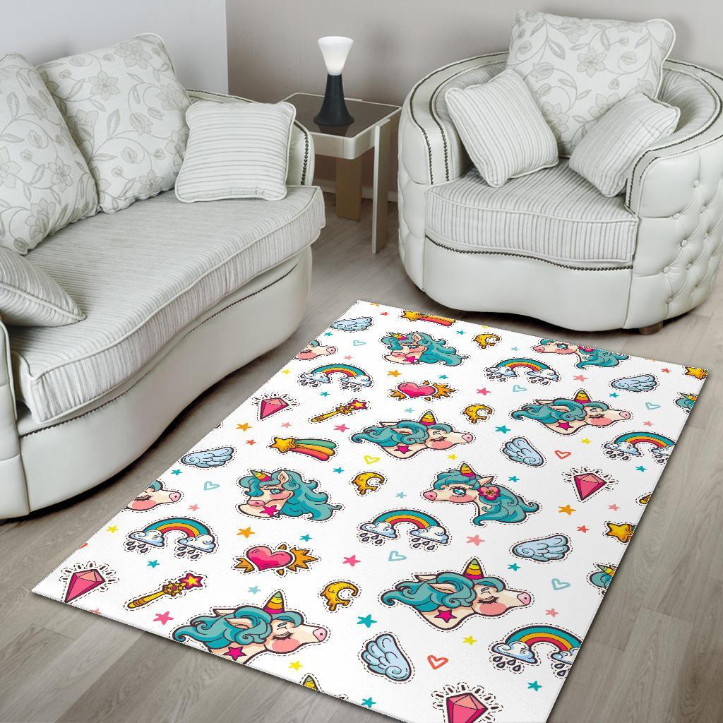 Little Girly Unicorn Pattern Print Area Rug