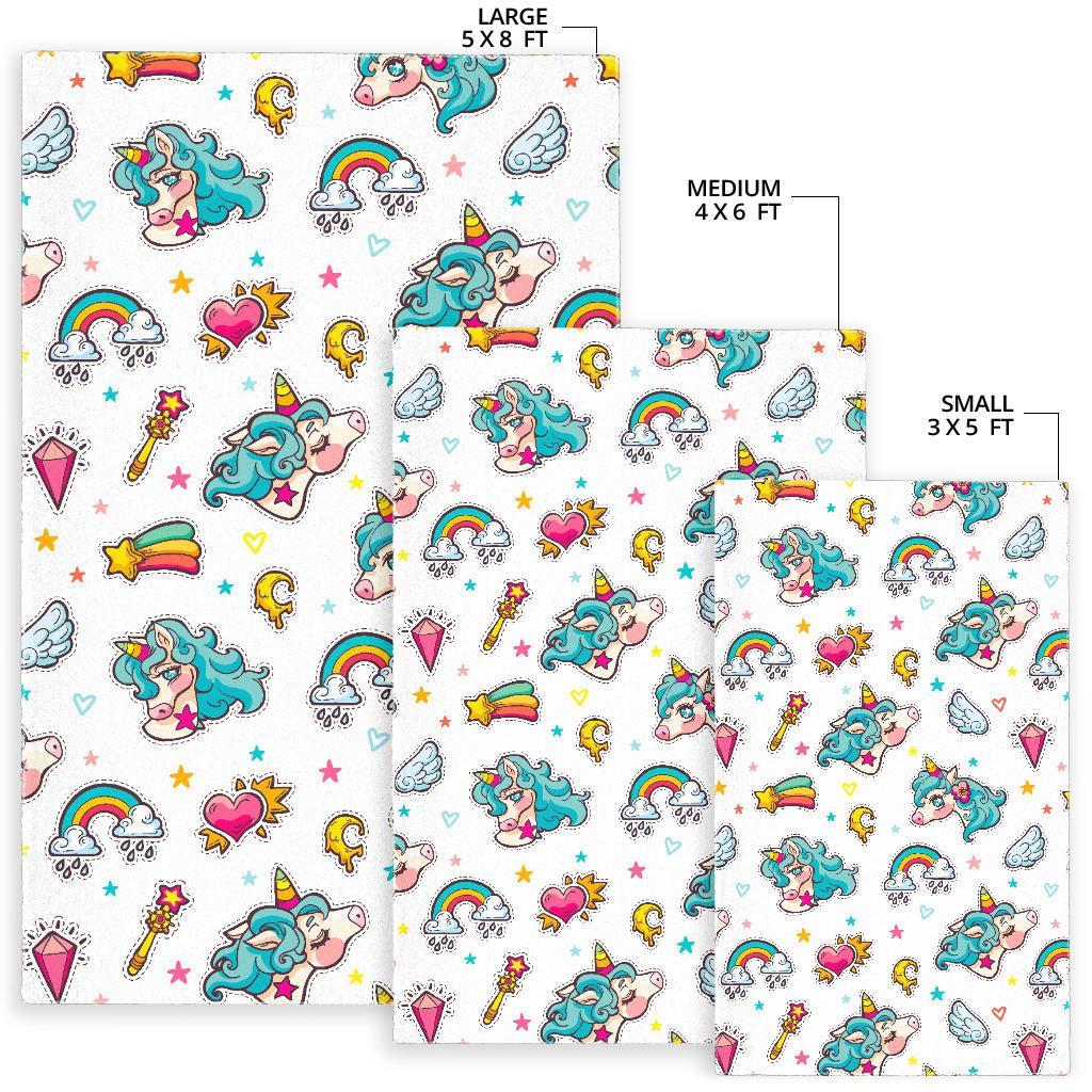 Little Girly Unicorn Pattern Print Area Rug