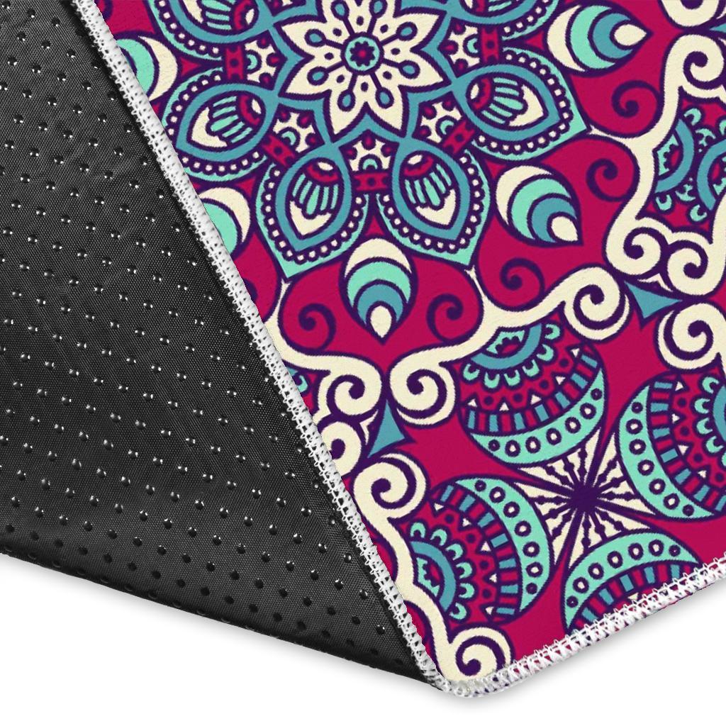 Magenta Mandala Bohemian Pattern Print Area Rug