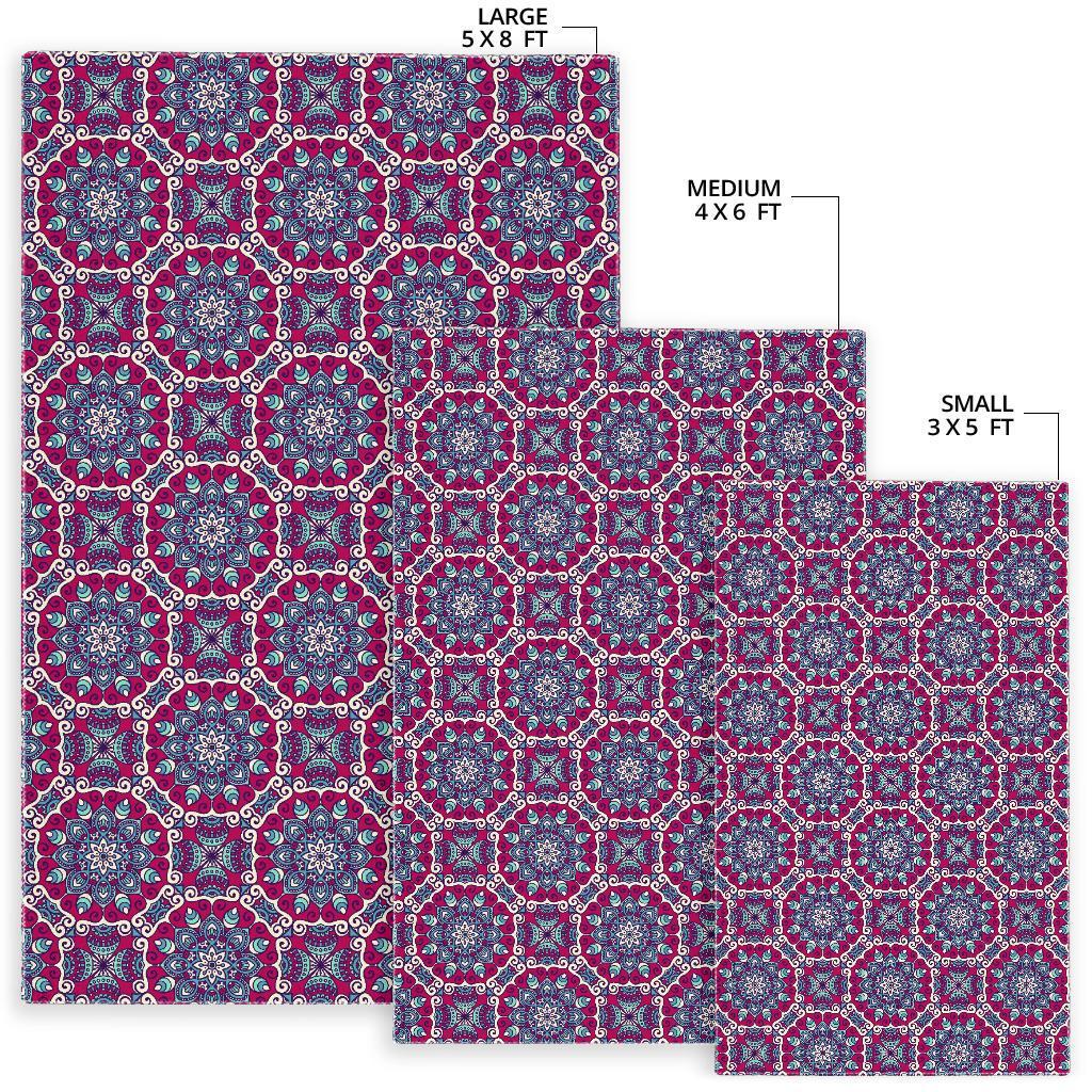 Magenta Mandala Bohemian Pattern Print Area Rug