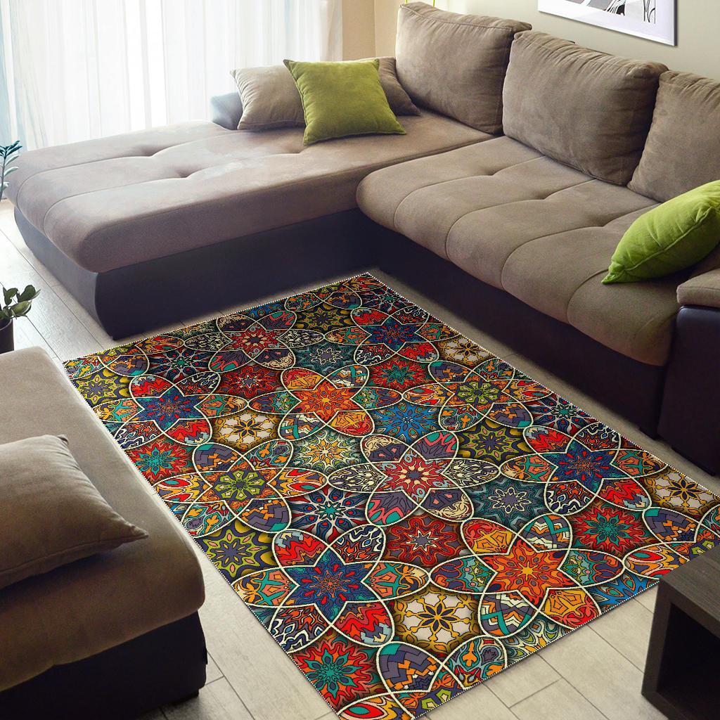 Mandala Star Bohemian Pattern Print Area Rug