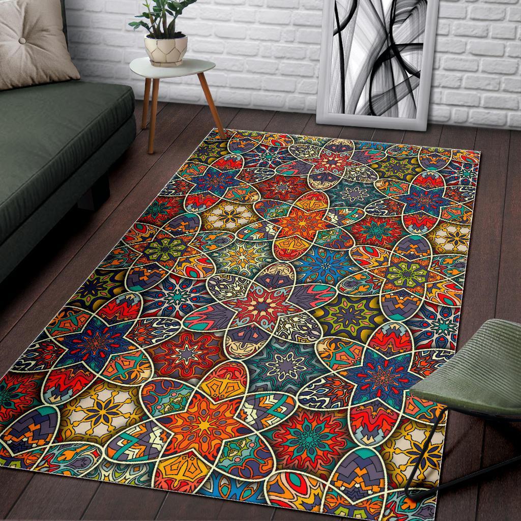 Mandala Star Bohemian Pattern Print Area Rug