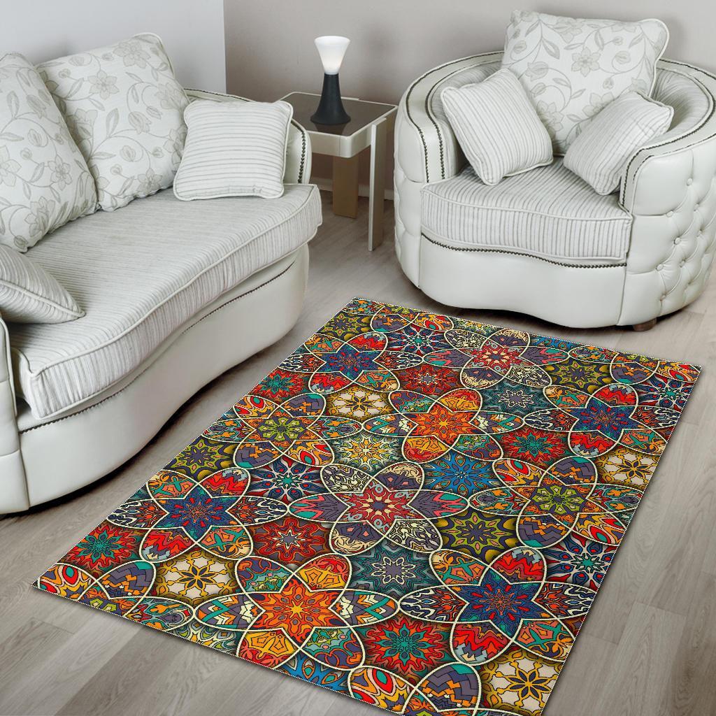 Mandala Star Bohemian Pattern Print Area Rug