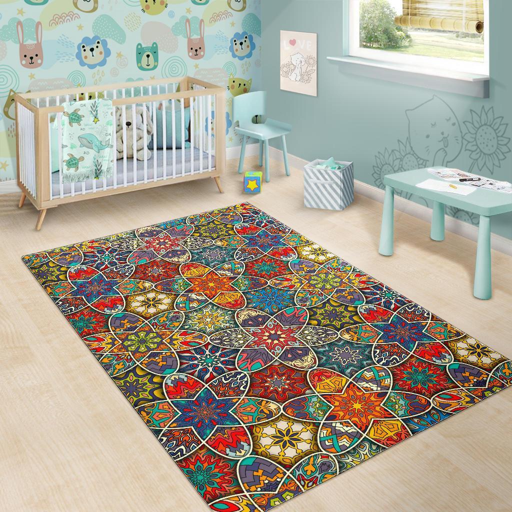 Mandala Star Bohemian Pattern Print Area Rug