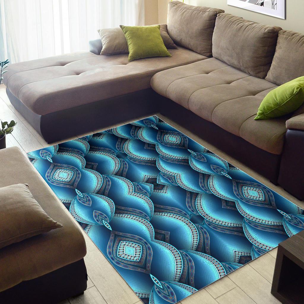 Mandala Waves Bohemian Pattern Print Area Rug