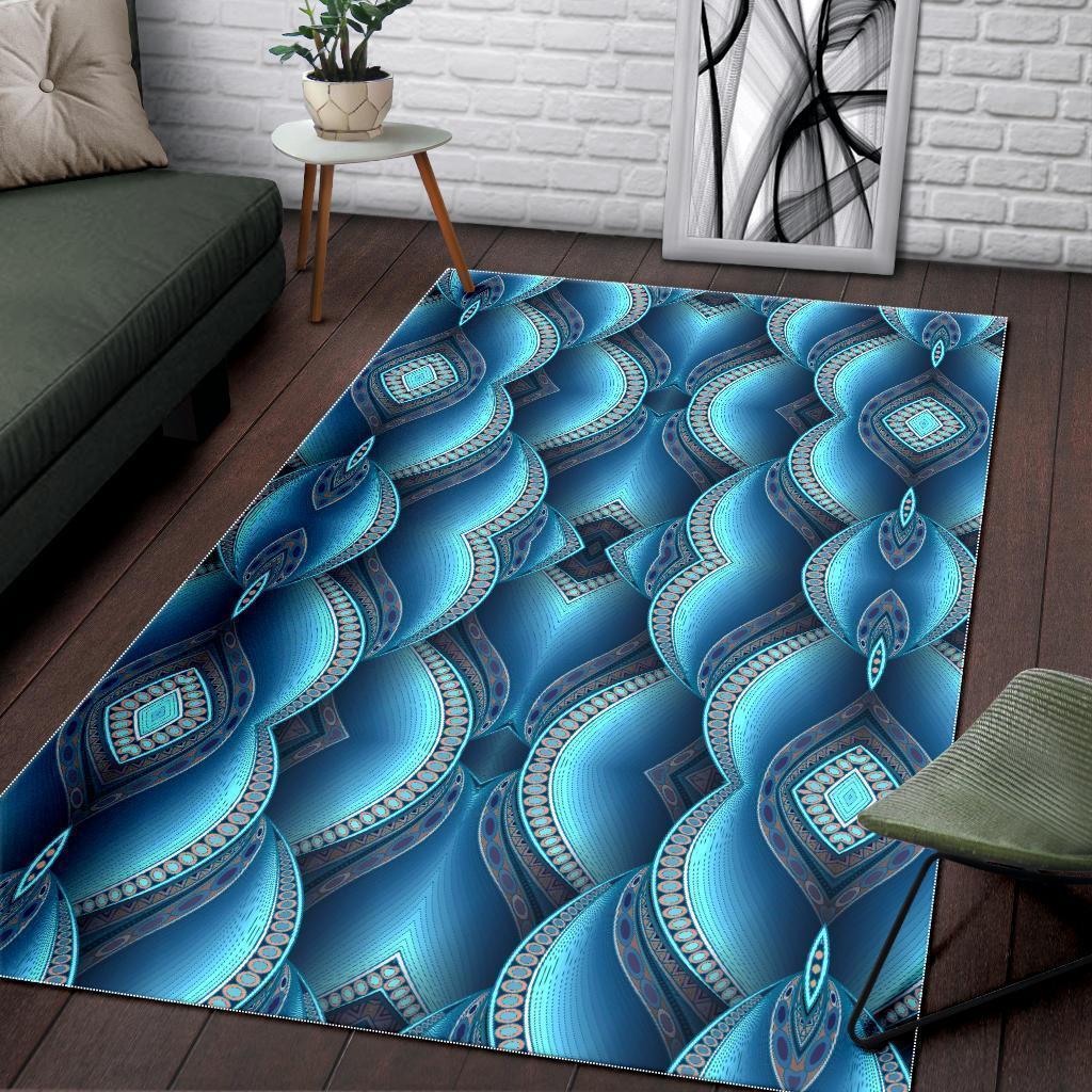 Mandala Waves Bohemian Pattern Print Area Rug