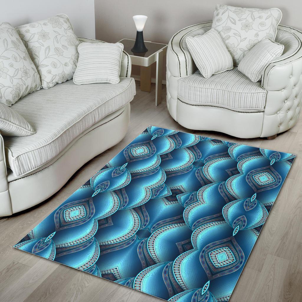 Mandala Waves Bohemian Pattern Print Area Rug