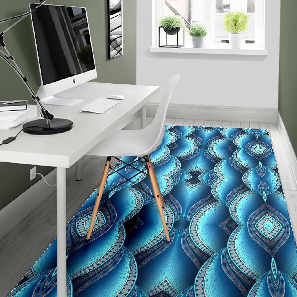 Mandala Waves Bohemian Pattern Print Area Rug