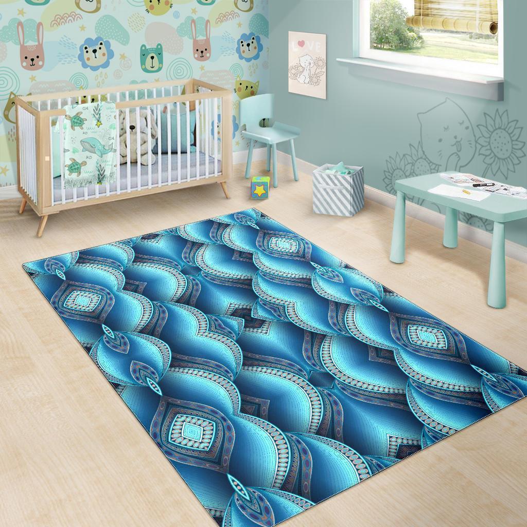 Mandala Waves Bohemian Pattern Print Area Rug