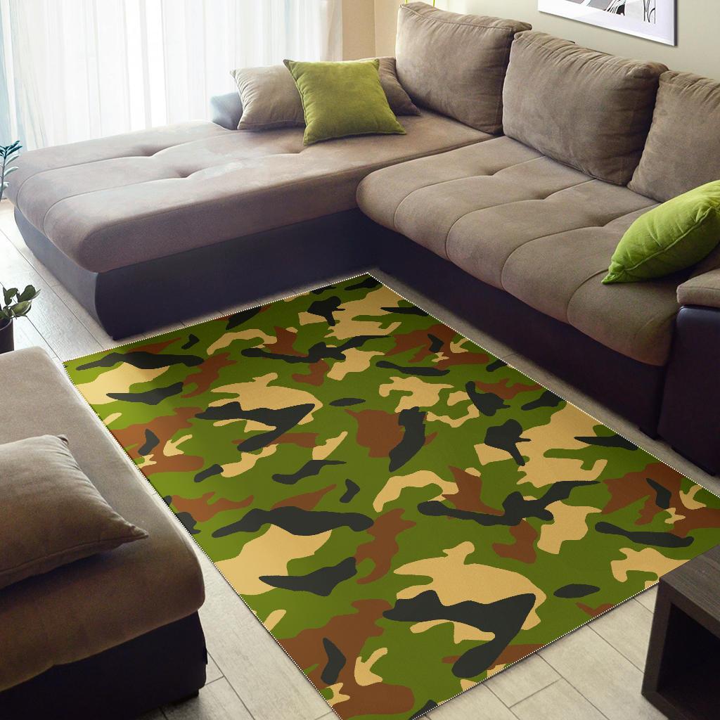 Military Camouflage Print Area Rug