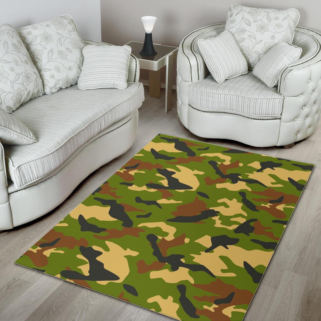 Military Camouflage Print Area Rug