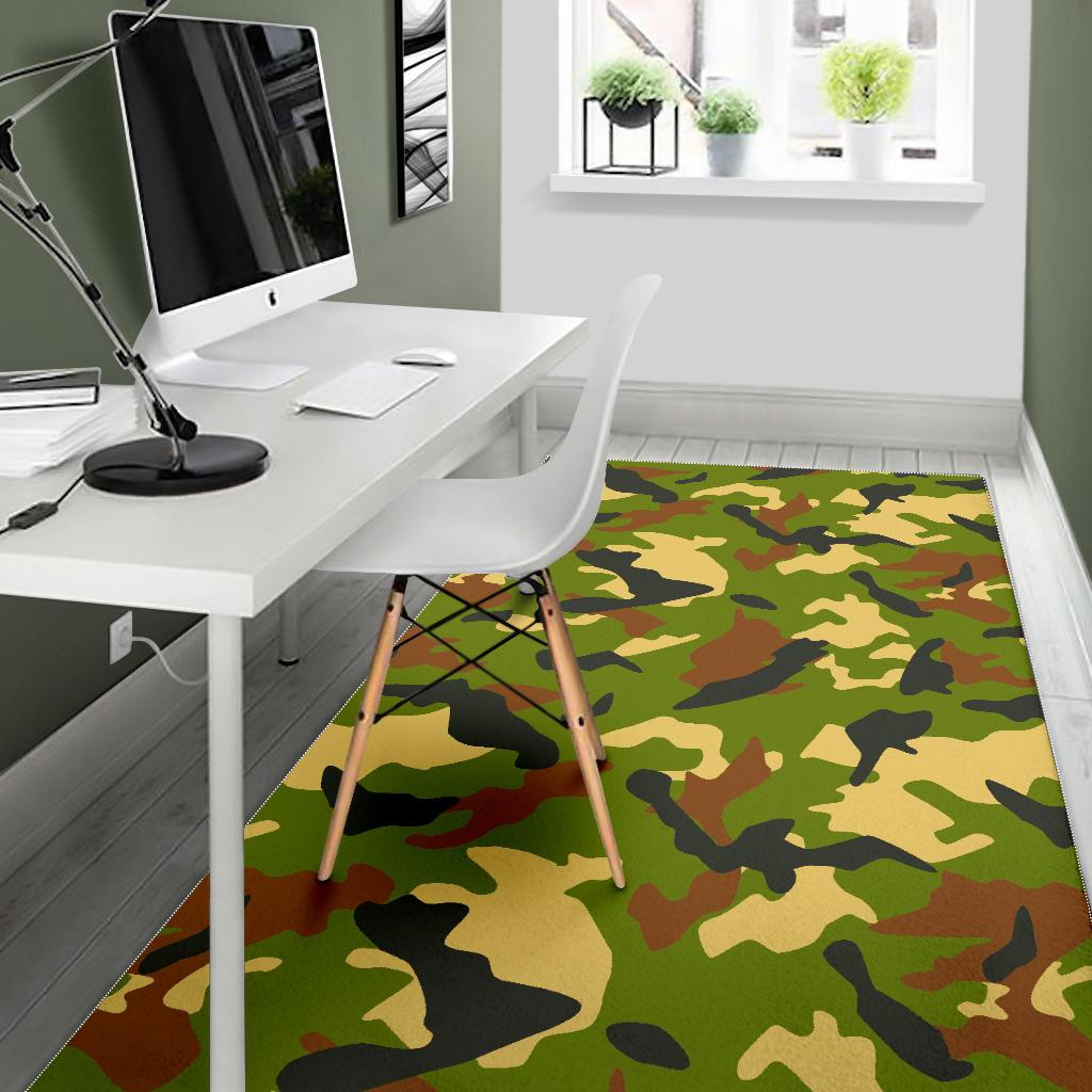 Military Camouflage Print Area Rug