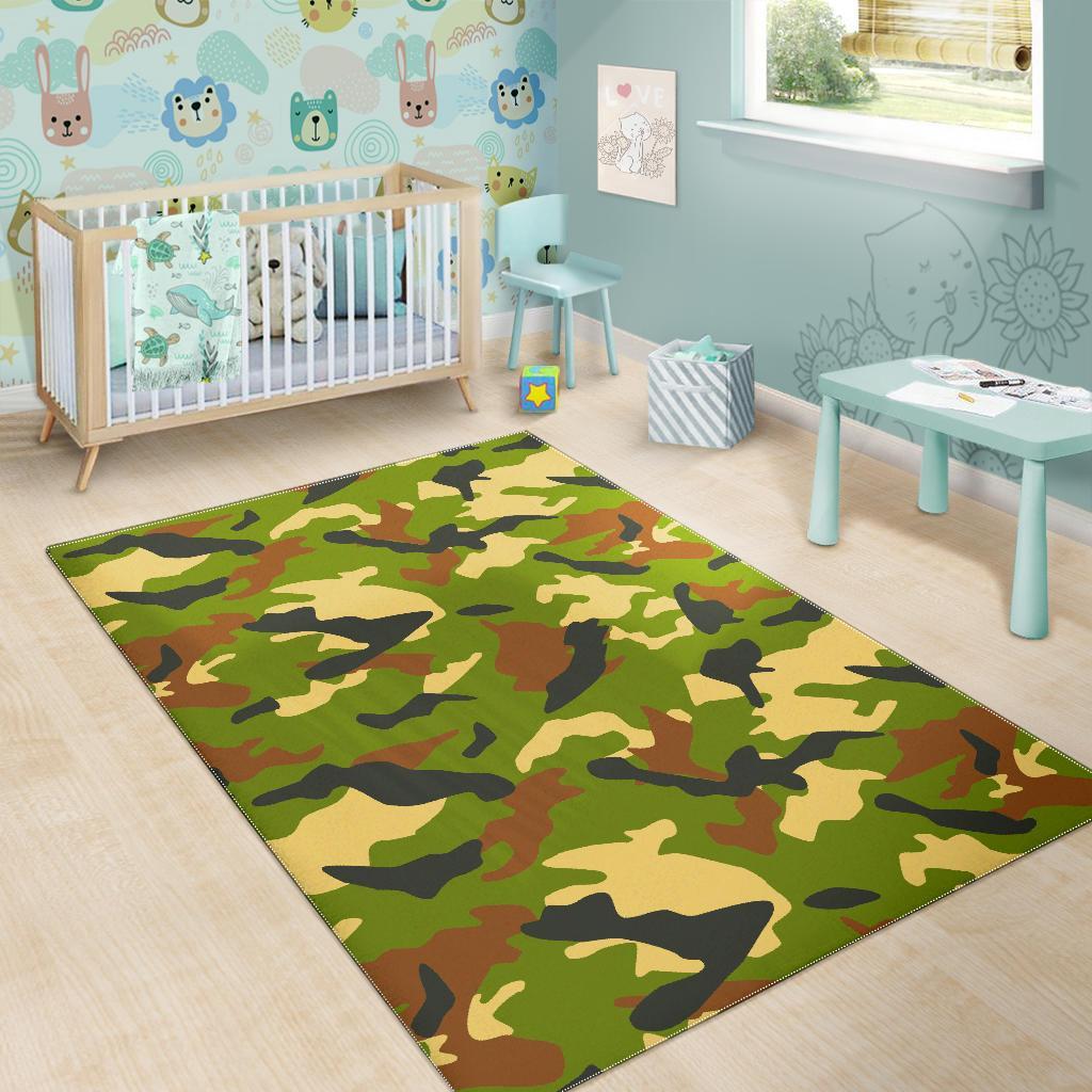 Military Camouflage Print Area Rug