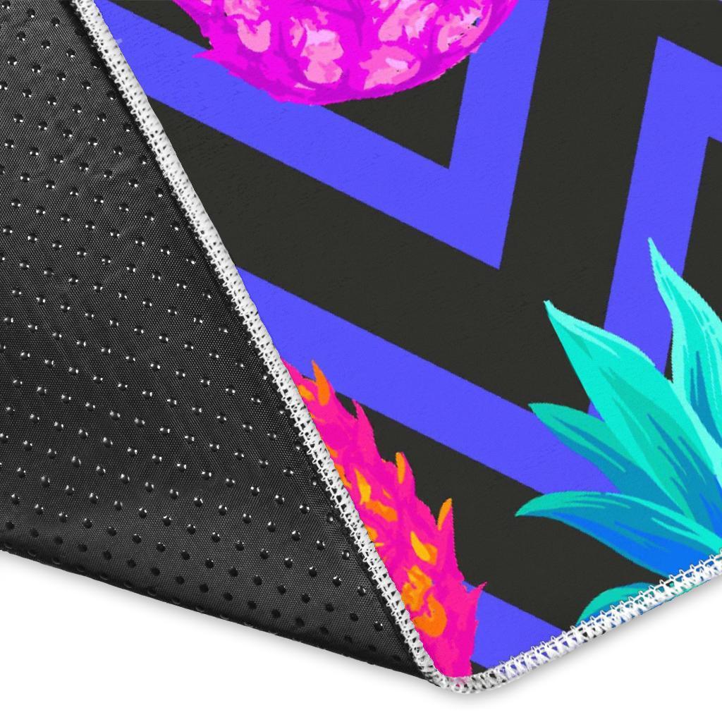 Neon EDM Zig Zag Pineapple Pattern Print Area Rug