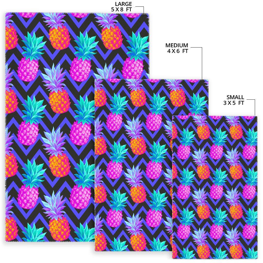 Neon EDM Zig Zag Pineapple Pattern Print Area Rug