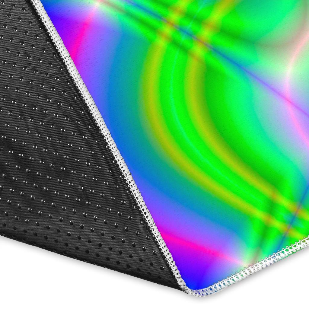 Neon Green Psychedelic Trippy Print Area Rug