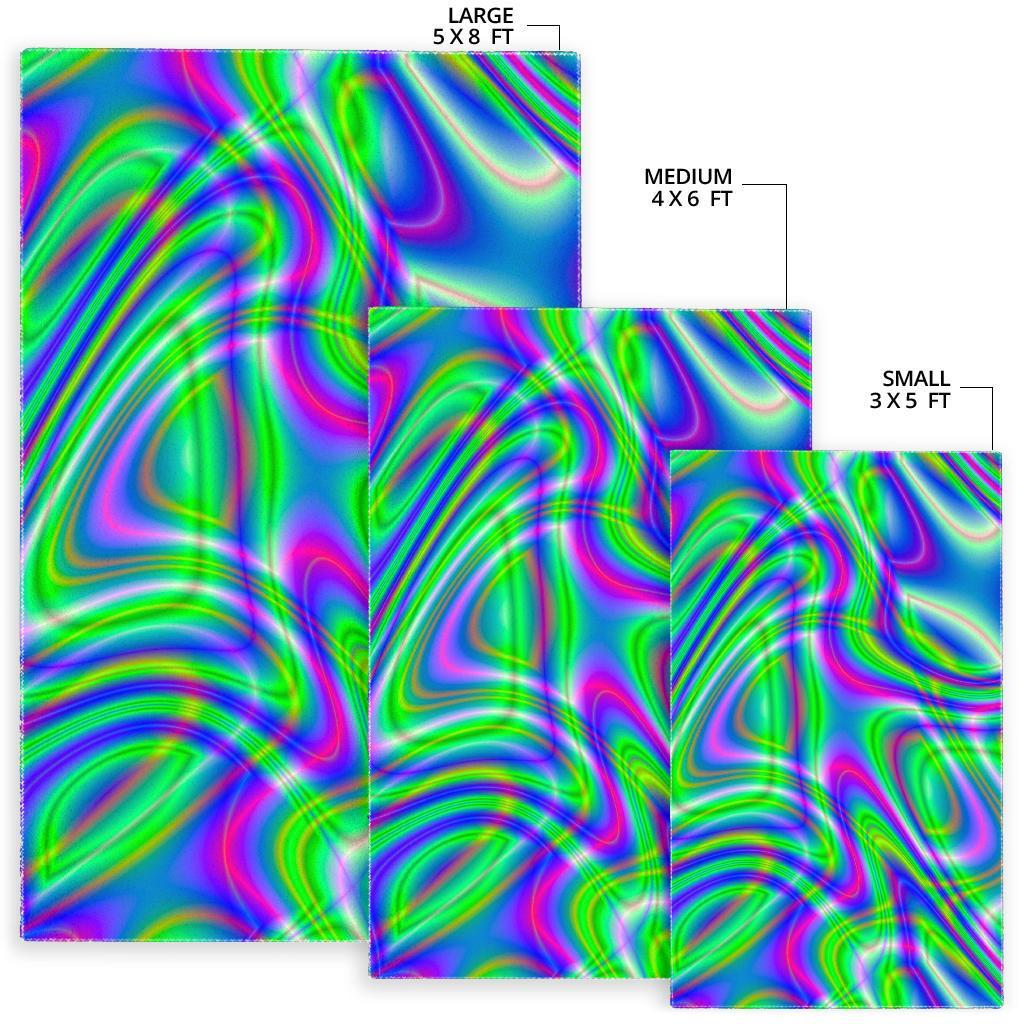 Neon Green Psychedelic Trippy Print Area Rug