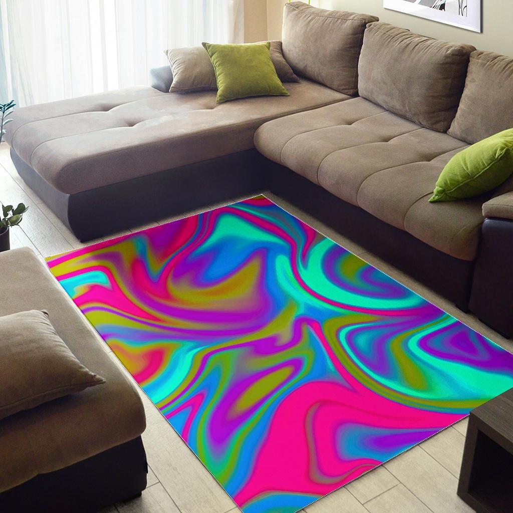 Neon Psychedelic Trippy Print Area Rug