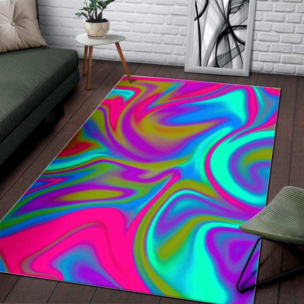 Neon Psychedelic Trippy Print Area Rug