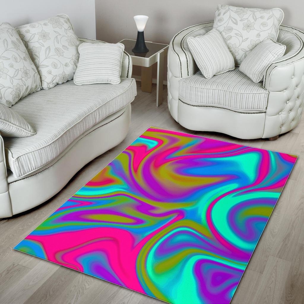 Neon Psychedelic Trippy Print Area Rug