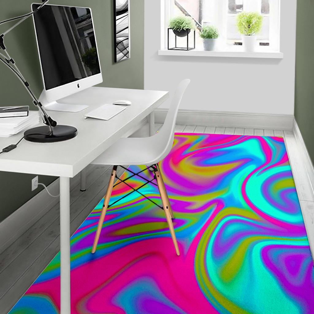 Neon Psychedelic Trippy Print Area Rug