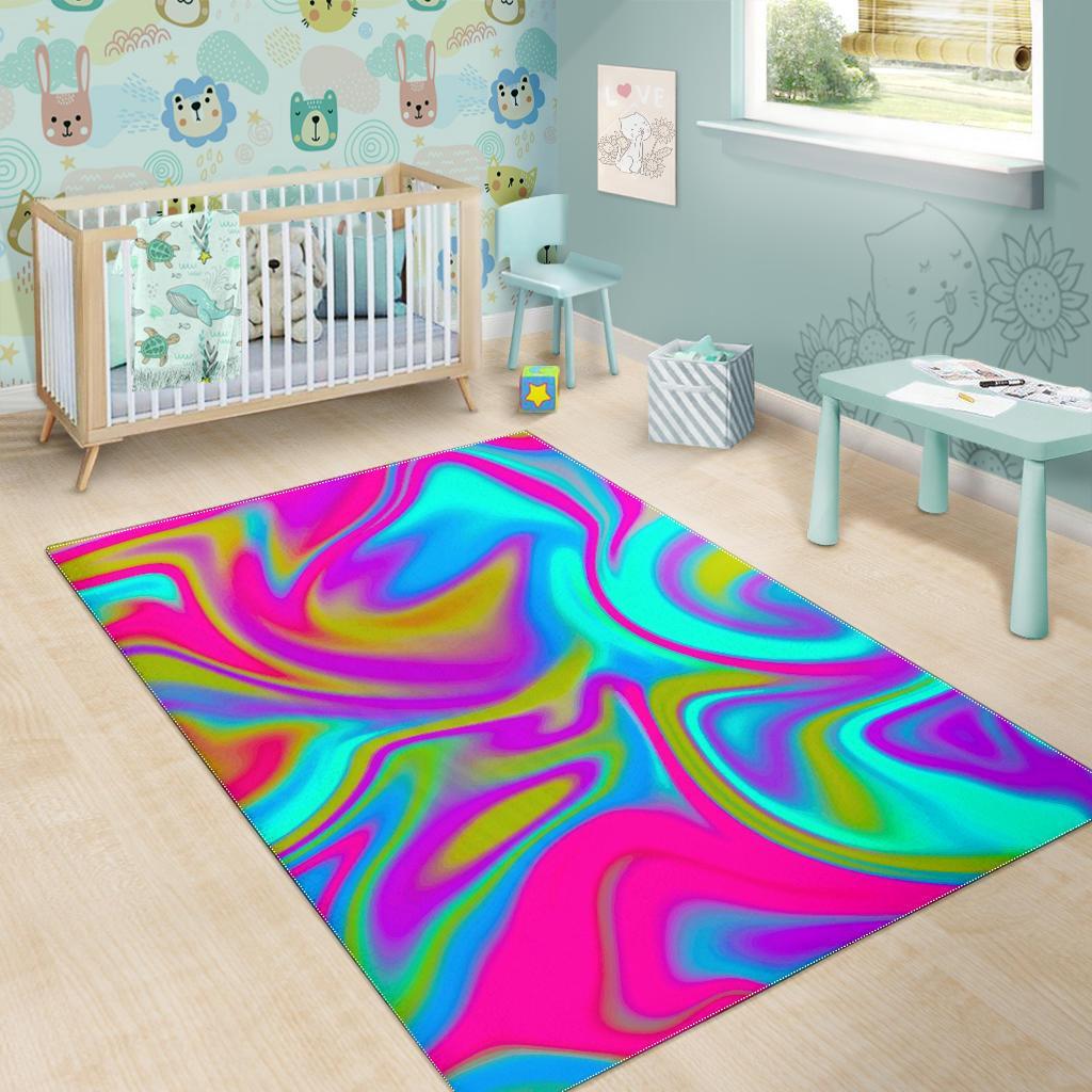 Neon Psychedelic Trippy Print Area Rug