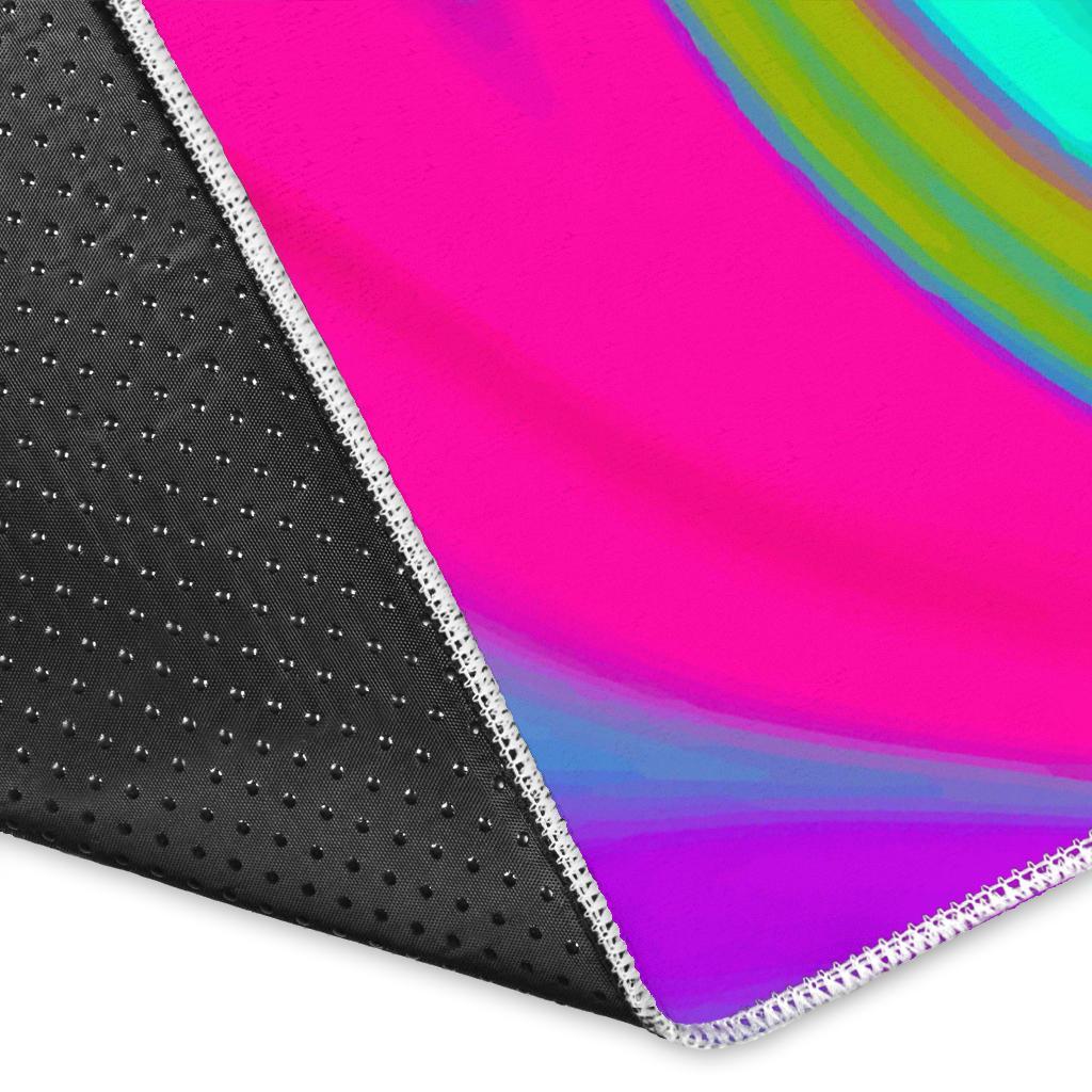Neon Psychedelic Trippy Print Area Rug