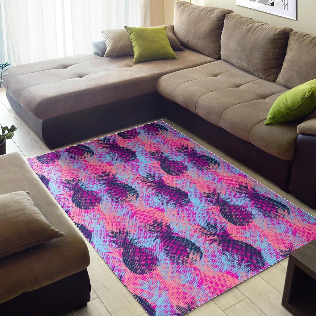 Neon Trippy Pineapple Pattern Print Area Rug