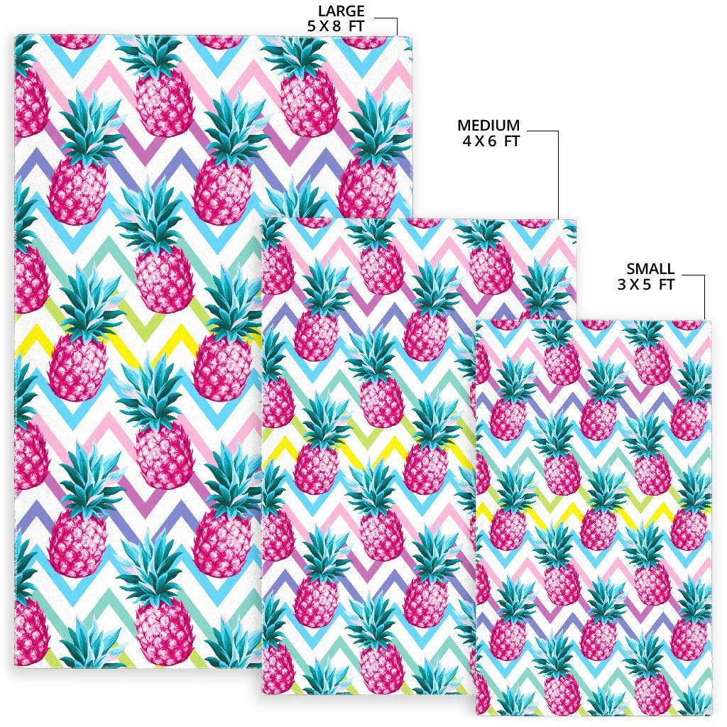 Neon Zig Zag Pineapple Pattern Print Area Rug