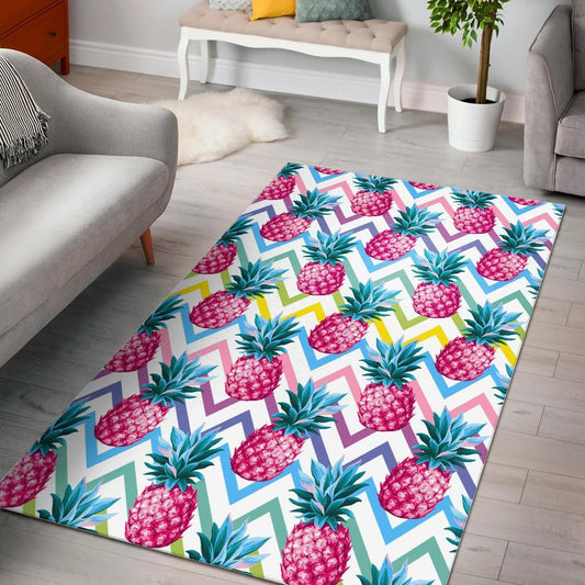 Neon Zig Zag Pineapple Pattern Print Area Rug