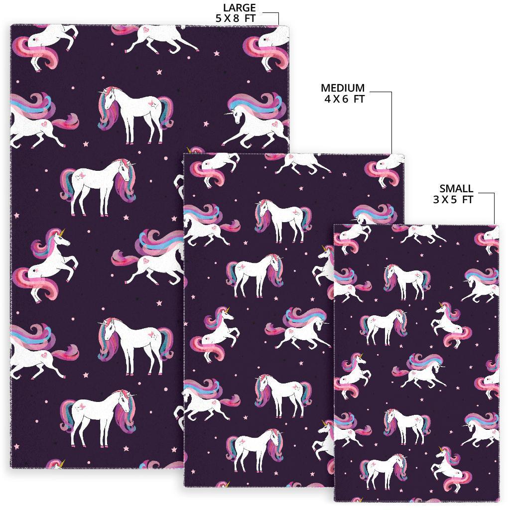 Night Girly Unicorn Pattern Print Area Rug