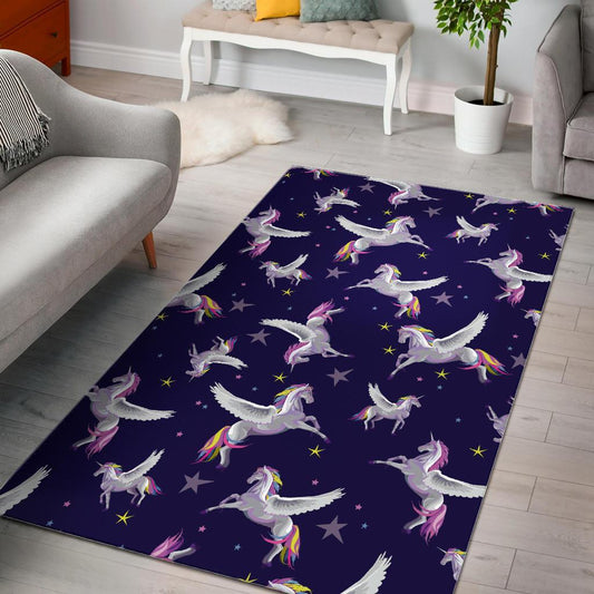 Night Winged Unicorn Pattern Print Area Rug