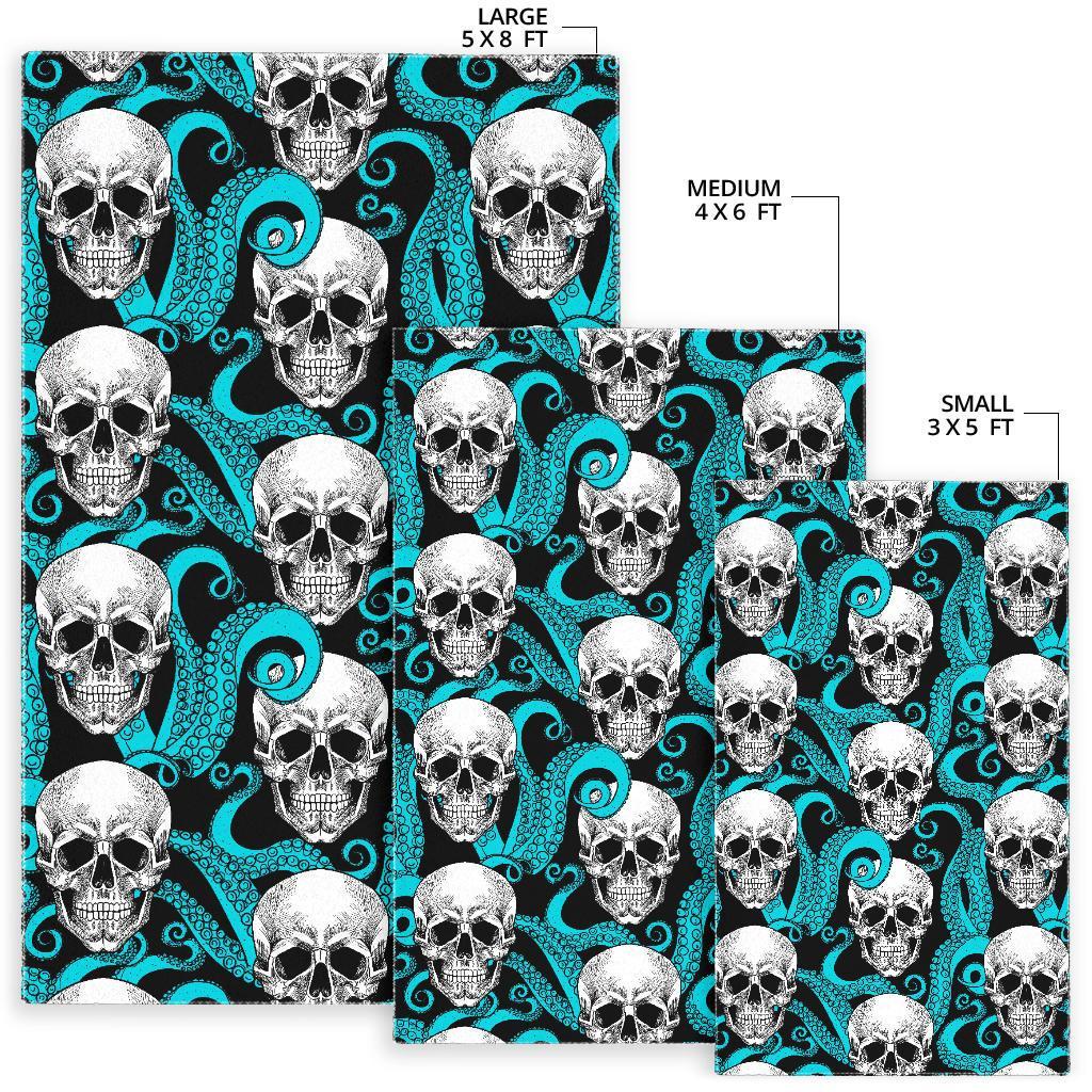 Octopus Tentacles Skull Pattern Print Area Rug
