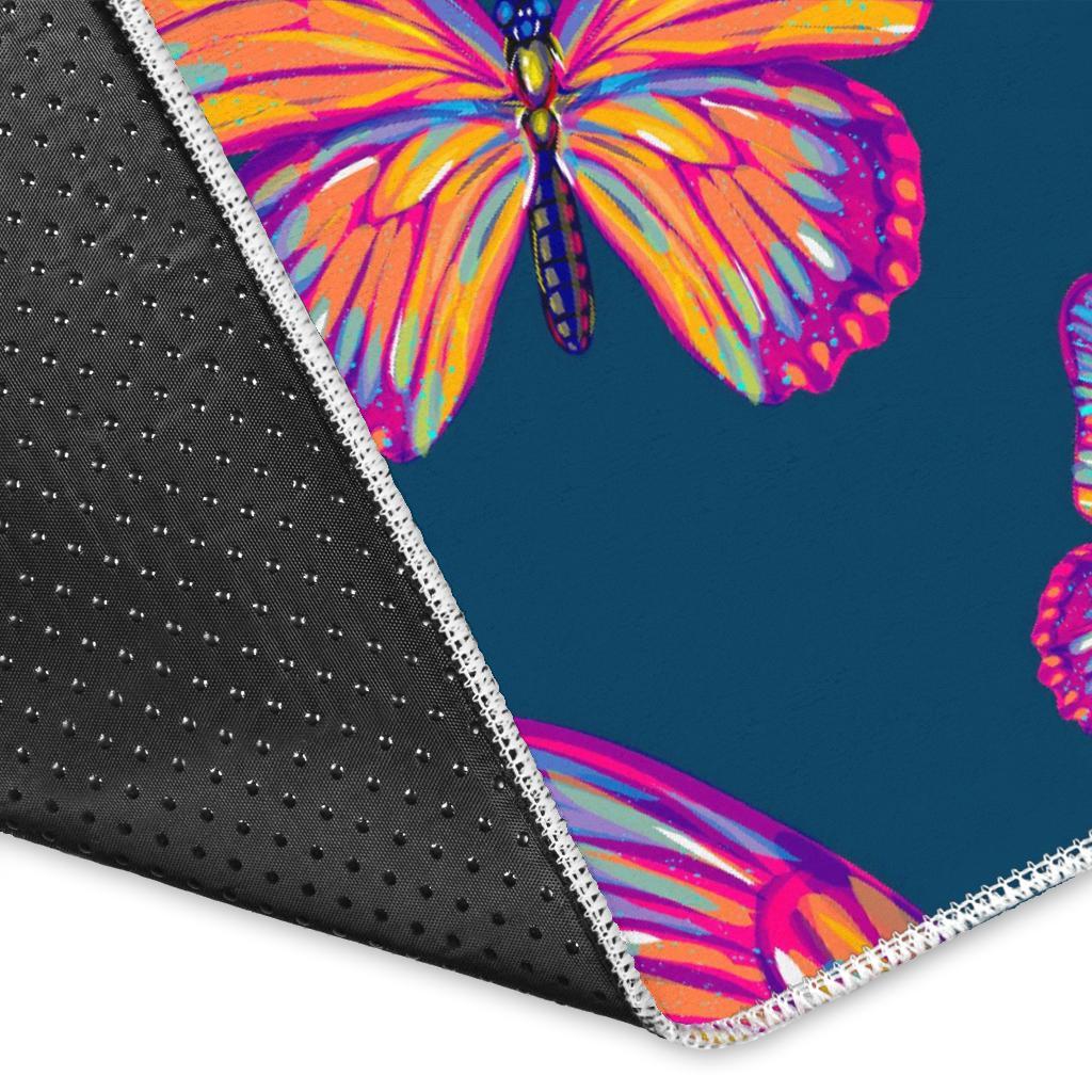Orange And Purple Butterfly Print Area Rug
