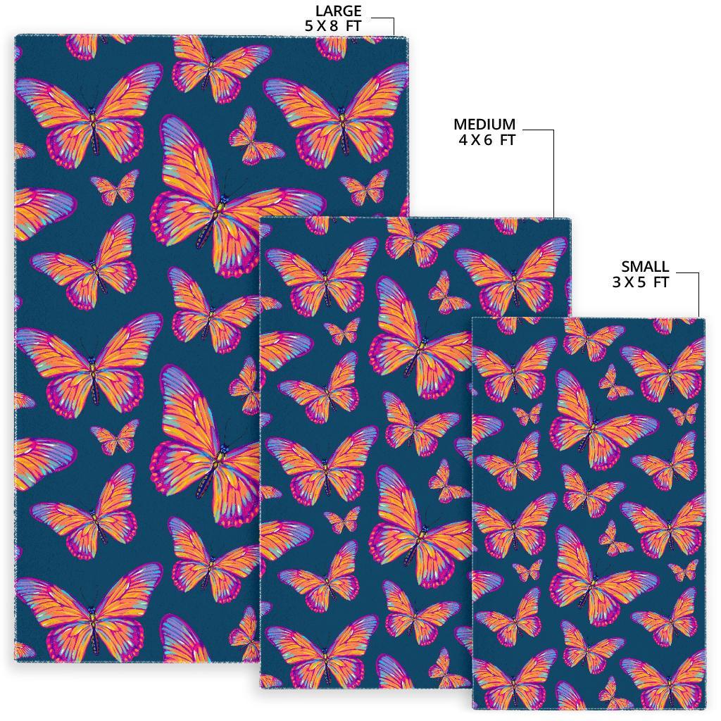 Orange And Purple Butterfly Print Area Rug