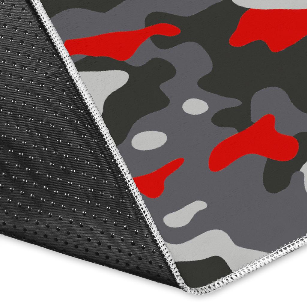 Orange Black And Grey Camouflage Print Area Rug