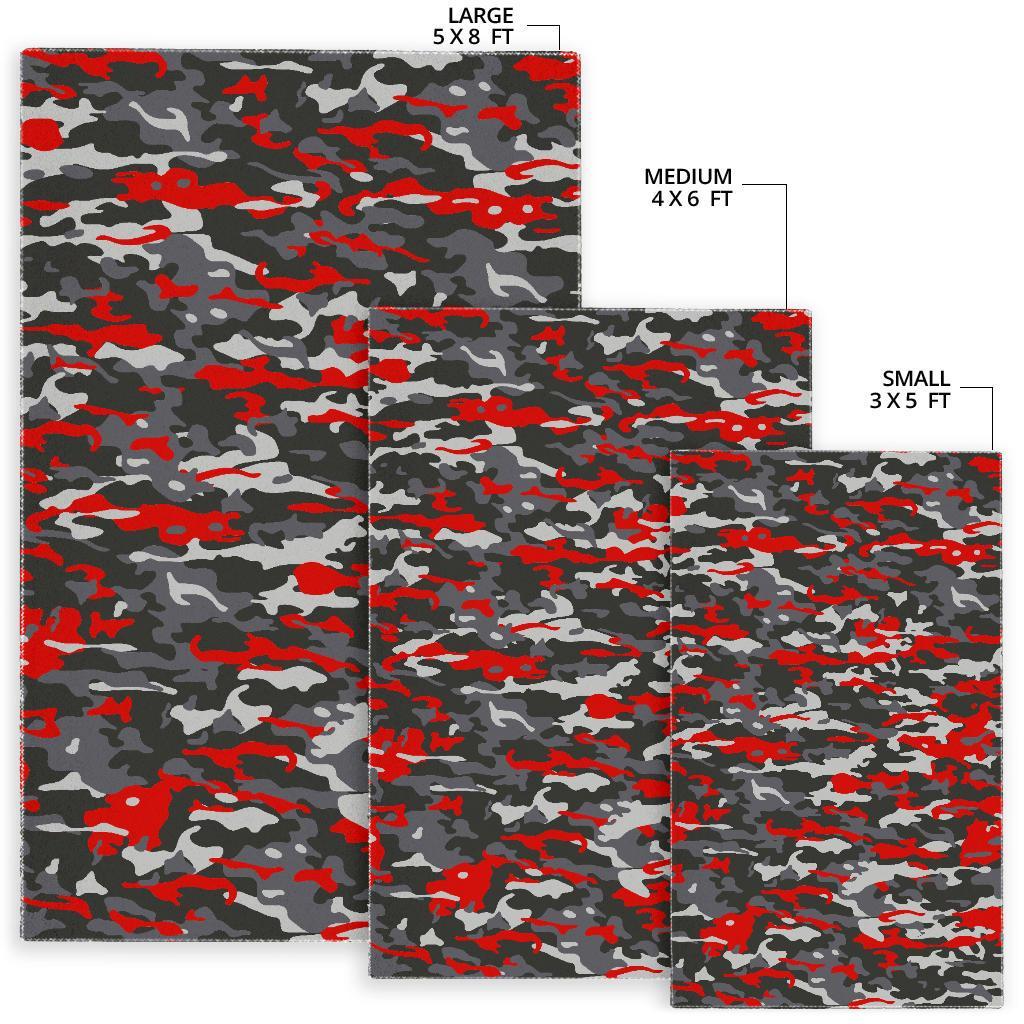 Orange Black And Grey Camouflage Print Area Rug