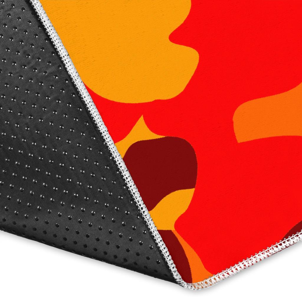 Orange Camouflage Print Area Rug