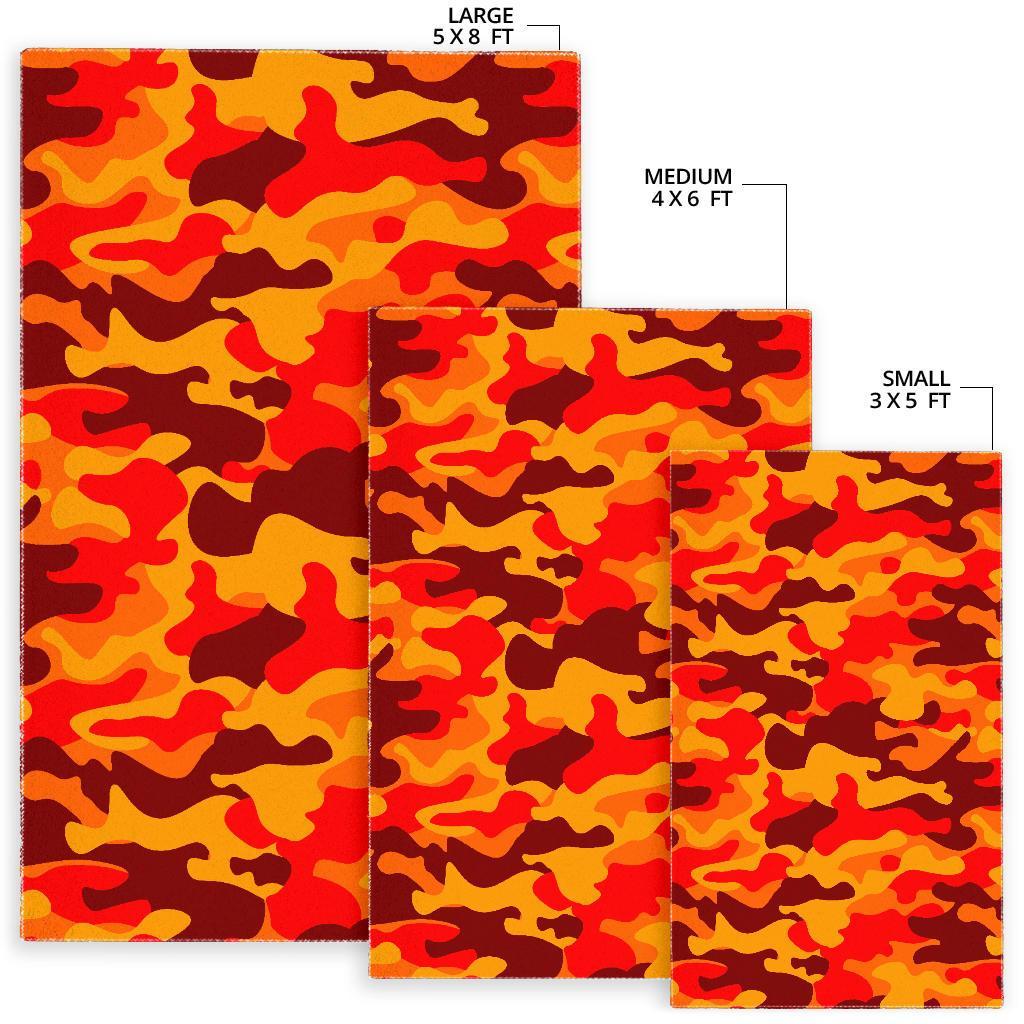 Orange Camouflage Print Area Rug