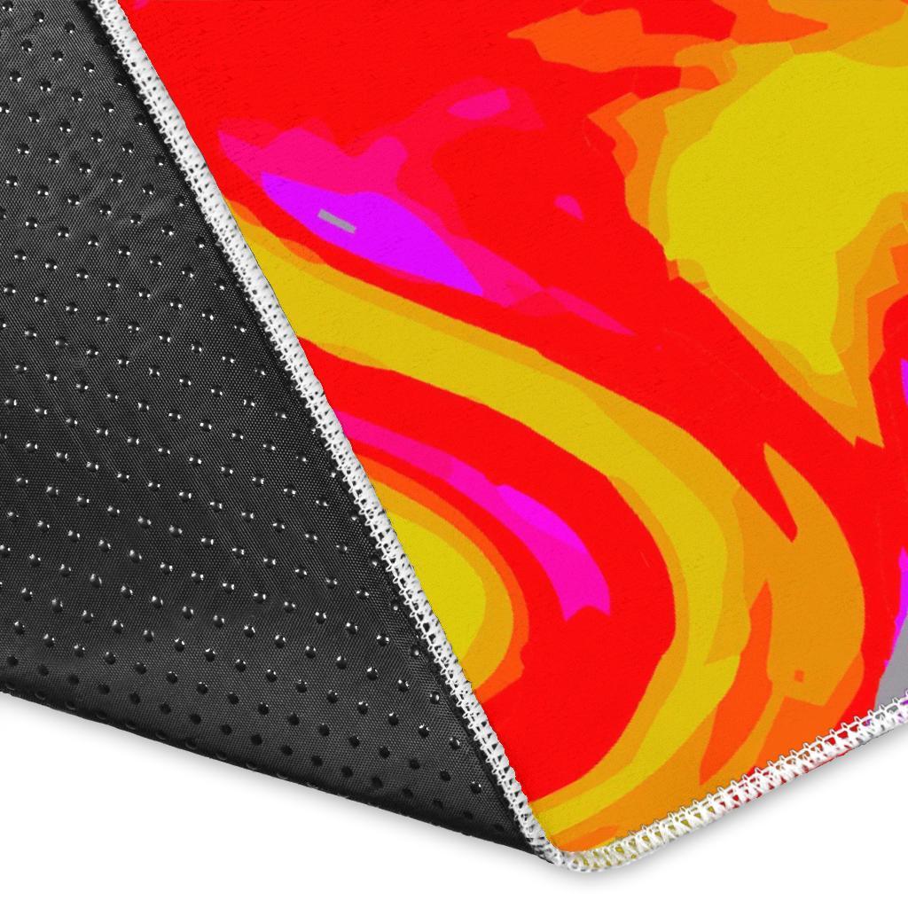 Orange Psychedelic Liquid Trippy Print Area Rug