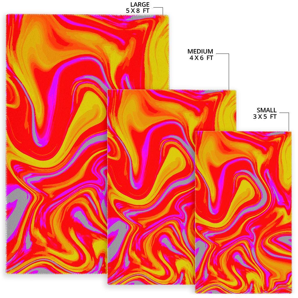 Orange Psychedelic Liquid Trippy Print Area Rug
