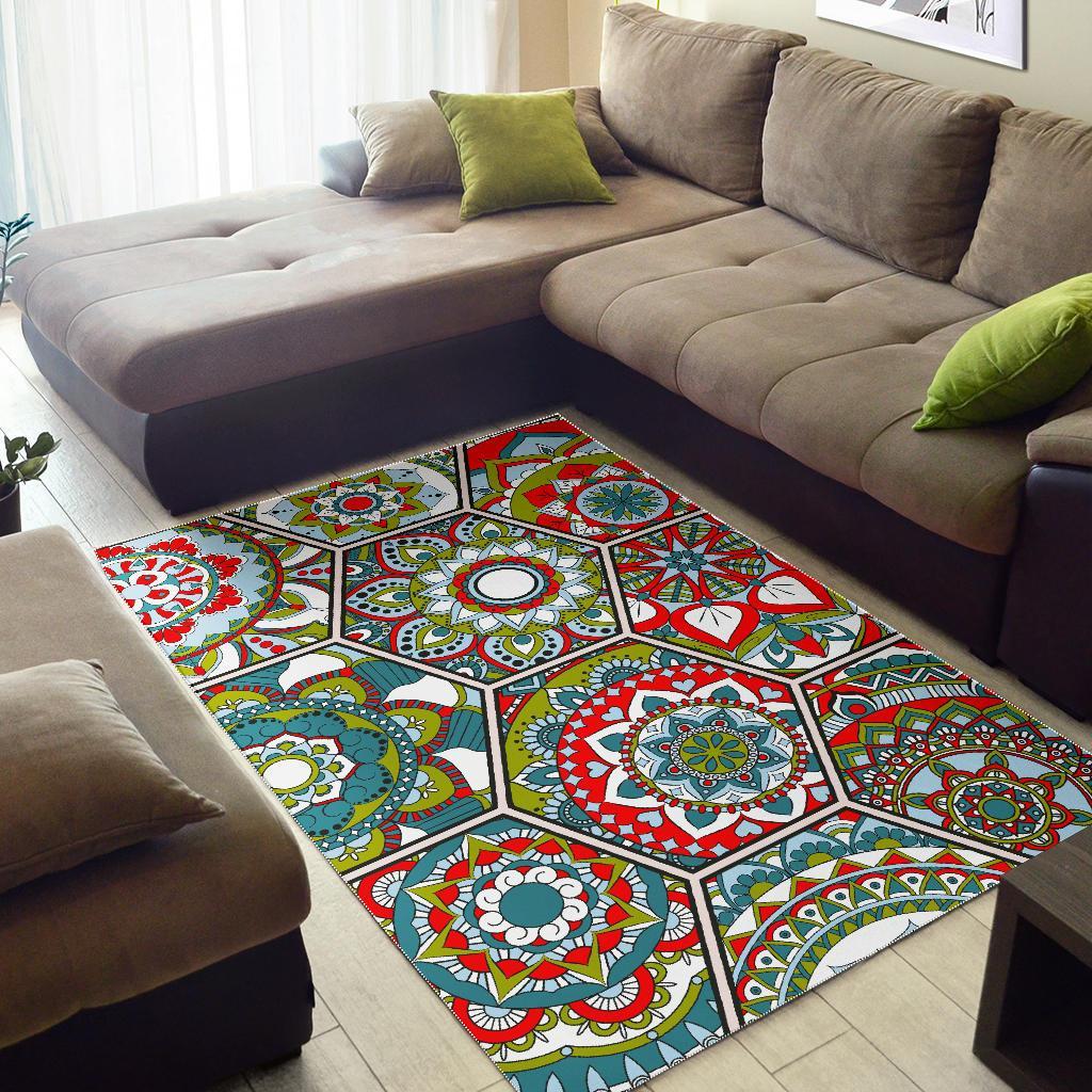 Oriental Mandala Bohemian Pattern Print Area Rug