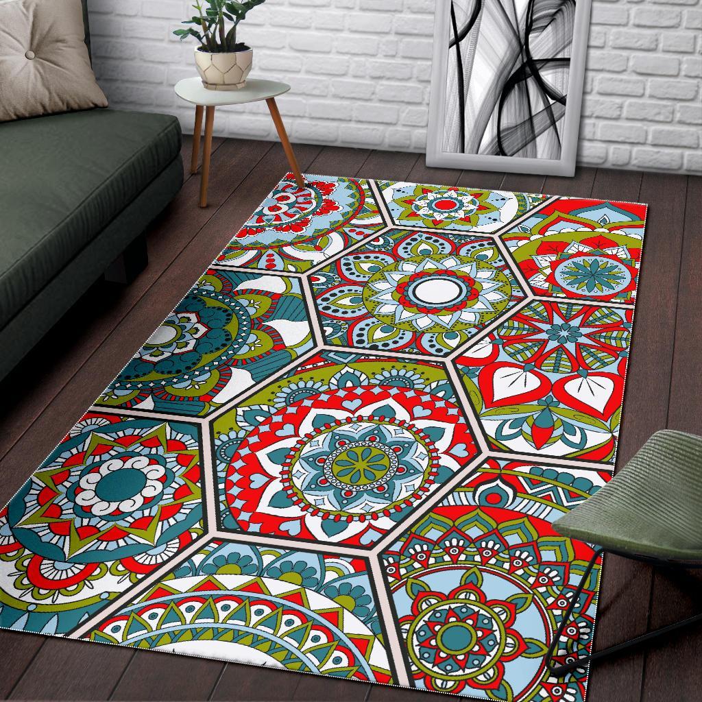 Oriental Mandala Bohemian Pattern Print Area Rug