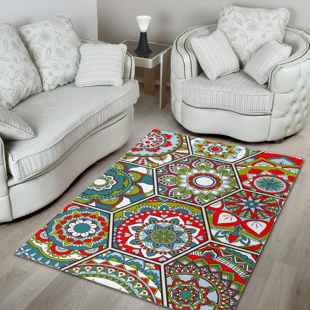 Oriental Mandala Bohemian Pattern Print Area Rug