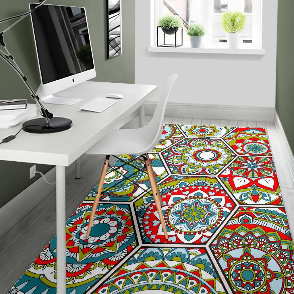 Oriental Mandala Bohemian Pattern Print Area Rug