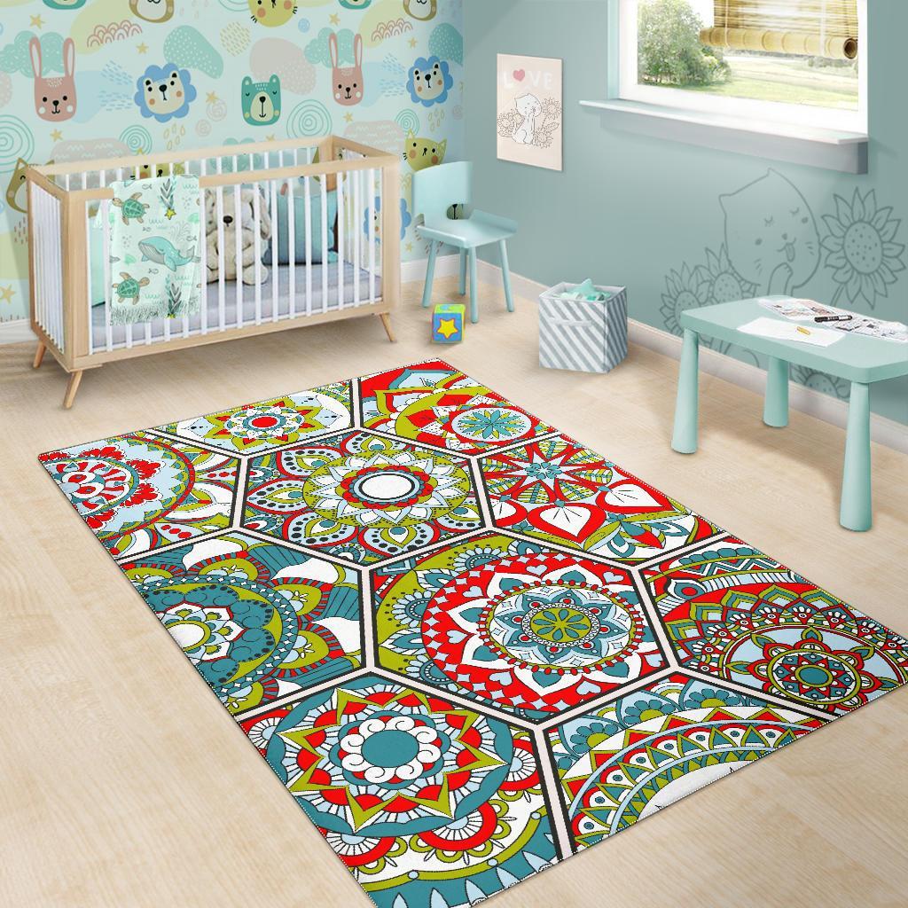 Oriental Mandala Bohemian Pattern Print Area Rug