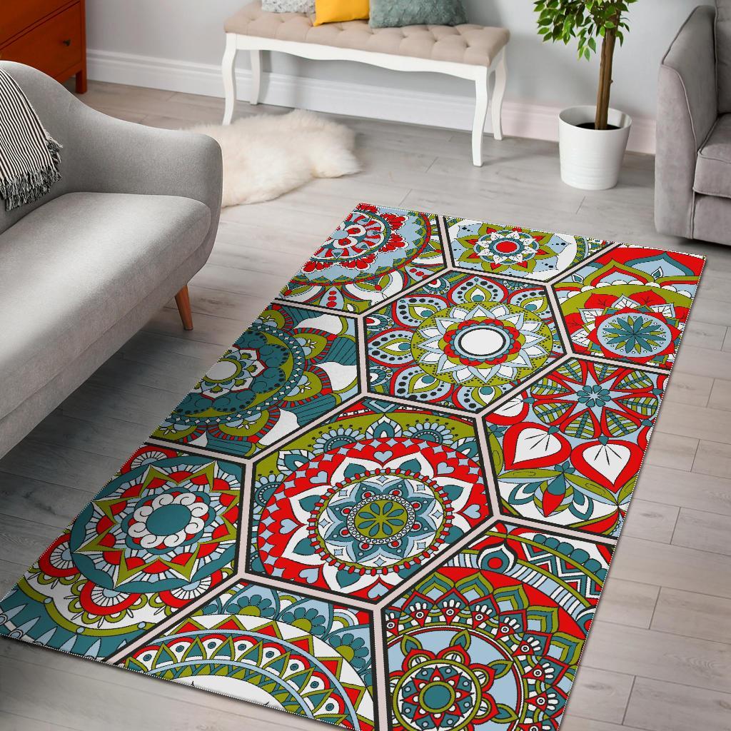Oriental Mandala Bohemian Pattern Print Area Rug
